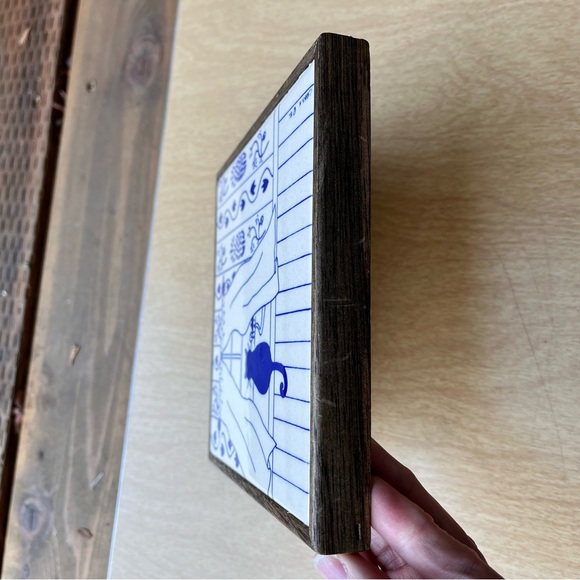 Lillian Murray Cat In Window Carlson 1982 Wood Framed Tile Trivet - Picture 7 of 12